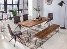 Esstisch in Braun aus Massivholz Sheesham - 80x160x76cm (LxBxH)