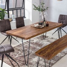 Esstisch in Braun aus Massivholz Sheesham - 80x180x76cm (LxBxH)