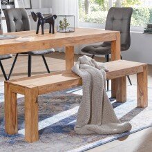 Sitzbank in Braun aus Komplette Sitzbank: Massivholz Akazie - 120x35x45 (LxBxH)