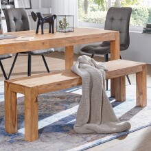 Sitzbank in Braun aus Massivholz Akazie - 180x35x45cm (LxBxH)