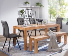 Sitzbank in Braun aus Massivholz Akazie - 180x35x45cm (LxBxH)