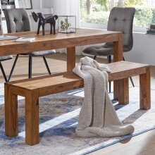 Sitzbank in Braun aus Massivholz Sheesham - 140x35x45cm (LxBxH)