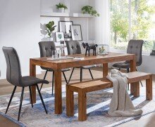 Sitzbank in Braun aus Massivholz Sheesham - 180x35x45cm (LxBxH)