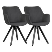 Esszimmerstuhl (2er Set) in Schwarz - 64x58x85 (LxBxH)
