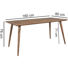 Esstisch in Braun aus Sheesham Massivholz - 80x160x76cm (LxBxH)