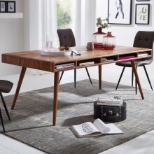 Esstisch in Braun aus Sheesham Massivholz - 100x200x77cm (LxBxH)