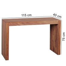 Konsolentisch Massivholz Sheesham Konsole Schreibtisch 115 x 40 cm Landhaus-Stil Arbeits-tisch Naturholz modern