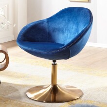Relaxsessel in Blau aus Schalensitz: Samt Untergestell: Eisen - 70x70x79 (LxBxH)