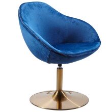 Relaxsessel in Blau aus Schalensitz: Samt Untergestell:...