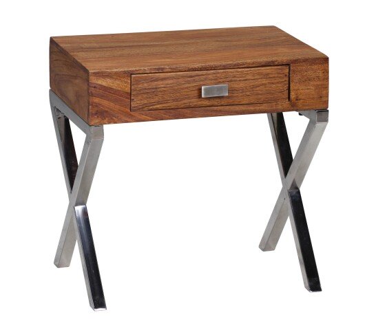 Nachttisch in Braun aus Nachttisch: Massivholz Sheesham - 45x45x50cm (LxBxH)