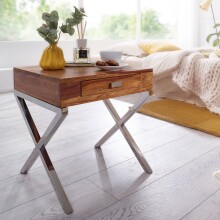 Nachttisch in Braun aus Nachttisch: Massivholz Sheesham - 45x45x50cm (LxBxH)
