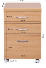 Rollcontainer in Braun - 40x45x60cm (LxBxH)