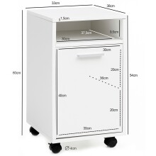 Rollcontainer in Weiß - 33x38x60cm (LxBxH)