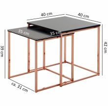 Satztisch (2 teilig) in Schwarz - 40x40x42 (LxBxH)