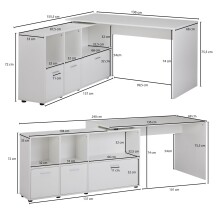 Schreibtisch in Weiß - 136x156x75cm (LxBxH)