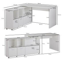Schreibtisch in Weiß - 136x156x75cm (LxBxH)