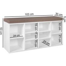 Schuhbank in Weiß - 104x30x53 (LxBxH)