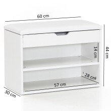 Schuhbank in Weiß - 60x30x40cm (LxBxH)