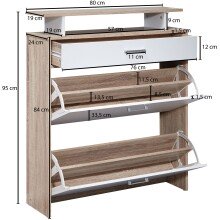 Schuhkipper in Grau - 80x24x95cm (LxBxH)