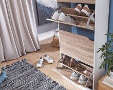 Schuhschrank in Weiß - 60x24x150cm (LxBxH)