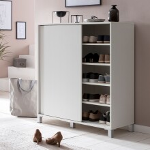 Schuhschrank in Weiß aus Flurschrank: MDF Beine: Kunststoff - 100x38x108 (LxBxH)