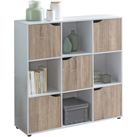 Design Bücherregal MASSA Modern Holz Weiß mit Türen geschlossen Sonom