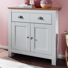 Sideboard >WL6.387< weiß mit 2 Schubladen / Türen - 79x81x34,5cm (BxHxT)