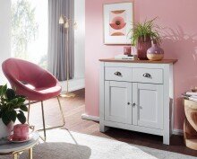 Sideboard >WL6.387< weiß mit 2 Schubladen / Türen - 79x81x34,5cm (BxHxT)