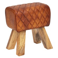 Sitzhocker Echtleder / Massivholz 40x48x27 cm Modern...