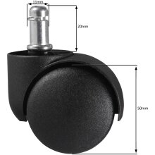 Möbelrolle (5er Set) in Schwarz aus 100% Polyurethan - 5x5x5cm (LxBxH)