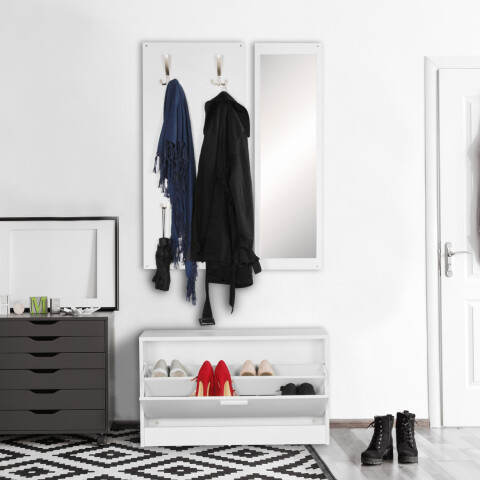Wandgarderobe in Weiß - 80x27x180cm (LxBxH)