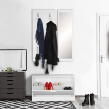 Wandgarderobe in Weiß - 80x27x180cm (LxBxH)