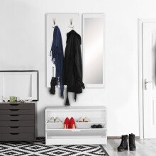 Wandgarderobe in Weiß - 80x27x180cm (LxBxH)