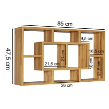 Wandregal in Braun - 85x16x48 (LxBxH)