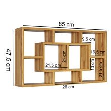 Wandregal in Braun - 85x16x48 (LxBxH)
