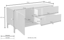 TV-Board >Mercogliano< in Weiß Hochglanz - 110x47.7x40cm (BxHxT)