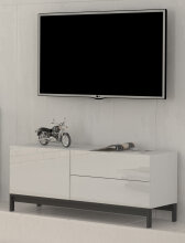 TV-Board >Mercogliano< in Weiß Hochglanz - 110x47.7x40cm (BxHxT)