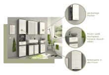 Waschbeckenunterschrank >Blue Earth< in rauchsilber/weiß hochglanz