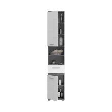 Hochschrank >Blue Earth< in rauchsilber/weiß hochglanz - 35x191x31cm (BxHxT)