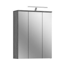 Spiegelschrank >Blue Earth< in rauchsilber/weiß hochglanz - 60x77x21cm (BxHxT)