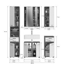 Badezimmer-Set >Blue Earth< (5-teilig) in rauchsilber/weiß hochglanz