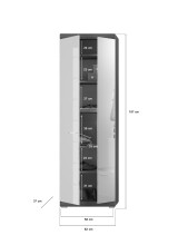 Garderobenschrank >Sandusky< in rauchsilber/weiß hochglanz - 62x197x37cm (BxHxT)