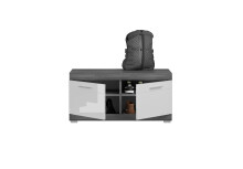 Sitzbank >Sandusky< in rauchsilber/weiß hochglanz - 90x44x40cm (BxHxT)