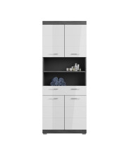 Hochschrank >Sandusky< in rauchsilber/weiß hochglanz - 74x191x31cm (BxHxT)