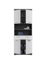 Hochschrank >Sandusky< in rauchsilber/weiß hochglanz - 74x191x31cm (BxHxT)