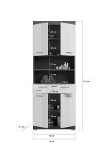 Hochschrank >Sandusky< in rauchsilber/weiß hochglanz - 74x191x31cm (BxHxT)