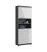Hochschrank >Sandusky< in rauchsilber/weiß hochglanz - 74x191x31cm (BxHxT)