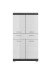Midischrank >Sandusky< in rauchsilber/weiß hochglanz - 74x141x31cm (BxHxT)