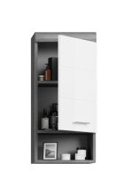 Hängeschrank >Sandusky< in rauchsilber/weiß hochglanz - 37x79x24cm (BxHxT)