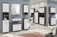 Hängeschrank >Sandusky< in rauchsilber/weiß hochglanz - 37x79x24cm (BxHxT)